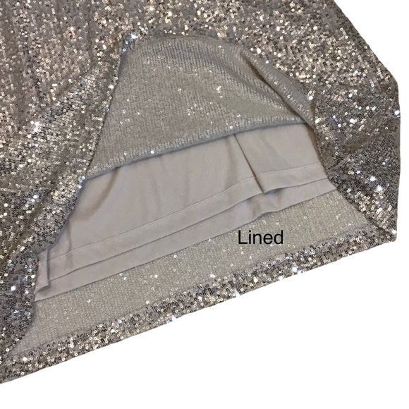 Cato Women’s Champagne Gold Sequin Long Sleeve Cocktail Evening Party Dress L - Picture 7 of 8